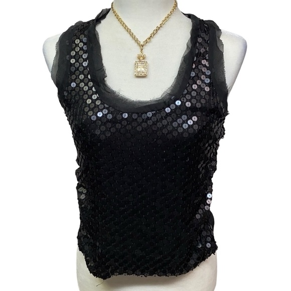 YA-DA Silk Sequins Beaded Racer Back Raw Edges - Picture 2 of 3